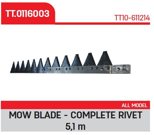 нож Temtar MOW BLADE - COMPLETE RIVET 5,1 m 611214 для зерноуборочного комбайна Claas ALL MODEL