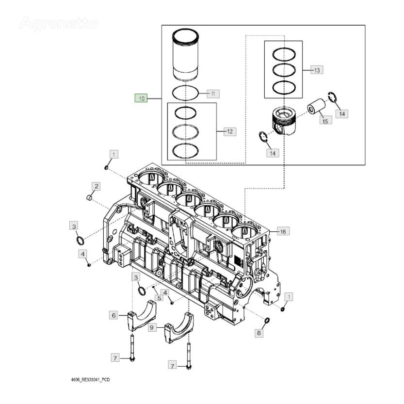 ремкомплект piston-liner kit, t3, 13.5l Part для трактора колесного John Deere